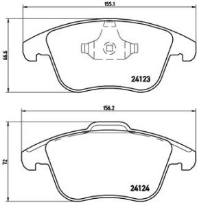 Set plăcuțe frână BREMBO ,față, pentru: VOLVO S60 II, S80 II, V60 I, V70 III, XC70 II; FORD GALAXY II, GALAXY MK II, MONDEO IV, S-MAX; LAND ROVER FREELANDER 2; MG MG HS 1.5-4.4 03.06-