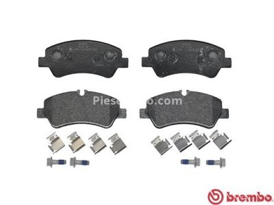 Set plăcuțe frână BREMBO ,spate (cu suruburi ghidare etrier frână), pentru: FORD TOURNEO CUSTOM V362, TRANSIT CUSTOM V362, TRANSIT V363 1.0H-2.2D 04.12-