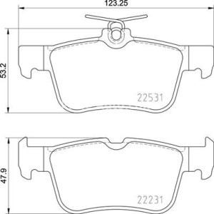 Set plăcuțe frână BREMBO, spate , pentru: FORD GALAXY III, KUGA II, MONDEO V, S-MAX; FORD USA EDGE; LINCOLN MKC 1.0-2.7 09.12-