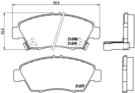 Set plăcuțe frână BREMBO ,față, pentru: HONDA CAPA, CITY IV, CITY V, CIVIC V, CIVIC VI, JAZZ II, LOGO 1.2-1.6 10.91-