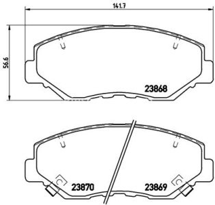 Set plăcuțe frână BREMBO ,față, pentru: HONDA ACCORD VII, CIVIC X, CR-V II, CR-V IV, CR-V V, ELEMENT 1.0-3.0 09.01-