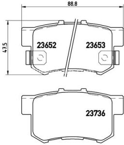 Set plăcuțe frână BREMBO, spate , pentru: ACURA RL, RSX, TL; HONDA ACCORD VII, CIVIC VII, CIVIC VIII, CR-V II, FR-V, LEGEND II, LEGEND III, S2000, SHUTTLE, STREAM 1.3-3.5 01.91-