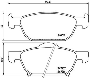 Set plăcuțe frână BREMBO ,față, pentru: HONDA ACCORD VIII 2.0/2.2D 06.08-