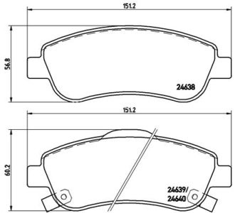 Set plăcuțe frână BREMBO ,față, pentru: HONDA CR-V III, CR-V IV 1.6D-2.4 06.06-