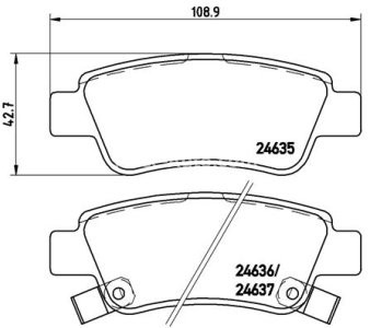 Set plăcuțe frână BREMBO, spate , pentru: HONDA CR-V III, CR-V IV 1.6D-2.4 06.06-