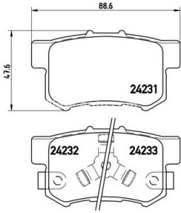Set plăcuțe frână BREMBO, spate , pentru: HONDA ACCORD IX, ACCORD VII, ACCORD VIII, CROSSTOUR I, CR-V II, CR-V III, CR-V IV, CR-V V, FR-V, STREAM 1.5-3.5 08.91-