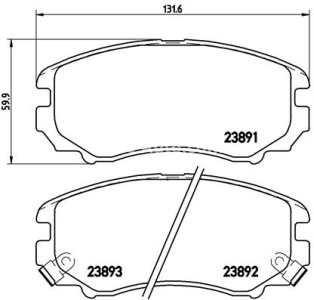 Set plăcuțe frână BREMBO ,față, pentru: HYUNDAI COUPE II, ELANTRA III, ELANTRA IV, SONATA IV, SONATA V, TIBURON, TUCSON, TUCSON/SUV; KIA MAGENTIS I, MAGENTIS II, OPTIMA, SOUL I 1.6-2.7 06.00-