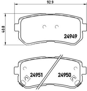 Set plăcuțe frână BREMBO, spate , pentru: HYUNDAI I20 I 1.1D-1.6D 08.08-12.15