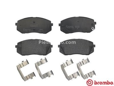 Set plăcuțe frână BREMBO ,față, (cu accesorii; cu tampon amortizare), pentru: HYUNDAI I40 I, I40 I CW, IX35, KONA, KONA/SUV, SONATA V, SONATA VI, TUCSON, TUCSON/SUV 1.6-Electric 01.08-