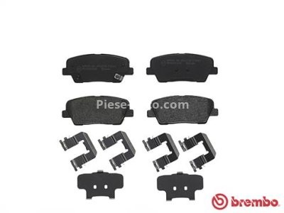 Set plăcuțe frână BREMBO ,spate (cu accesorii), pentru: HYUNDAI EQUUS / CENTENNIAL, GENESIS, GRAND SANTA FÉ, SANTA FÉ II, SANTA FÉ III, SANTA FÉ II/SUV; KIA BORREGO, SORENTO II 2.0-4.6 03.06-