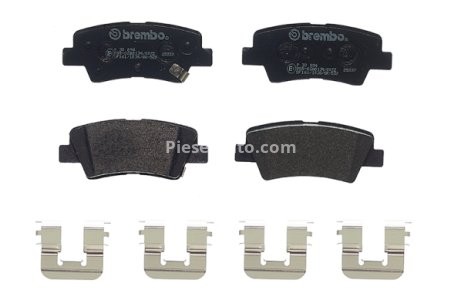 Set plăcuțe frână BREMBO ,spate (cu accesorii), pentru: HYUNDAI ACCENT V, ELANTRA VI, I10 II, I10 III, I30, VELOSTER; KIA CARENS IV, CEED, CERATO IV, OPTIMA, PROCEED, SELTOS 1.0-2.0H 03.11-