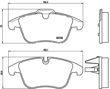 Set plăcuțe frână BREMBO ,față, (fara optionale), pentru: JAGUAR S-TYPE II, XF I, XF SPORTBRAKE, XJ, XK II 2.0-5.0 01.99-12.15