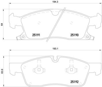 Set plăcuțe frână BREMBO ,față, (fara optionale), pentru: DODGE DURANGO; JEEP GRAND CHEROKEE, GRAND CHEROKEE IV 3.0D-6.4 11.10-