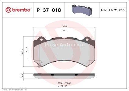 Set plăcuțe frână BREMBO ,față, pentru: JEEP GRAND CHEROKEE, GRAND CHEROKEE IV; NISSAN GT-R 2.0-6.4 12.07-