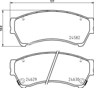 Set plăcuțe frână BREMBO ,față, (fara optionale), pentru: MAZDA 6 1.8-2.5 08.07-07.13