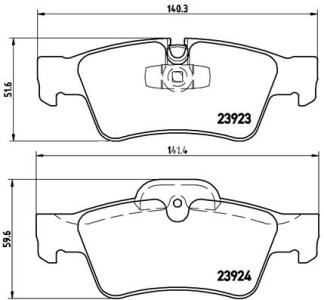 Set plăcuțe frână BREMBO, spate , pentru: MERCEDES G (W463), GL (X164), M (W164), R (W251, V251) 3.0-6.0 06.04-