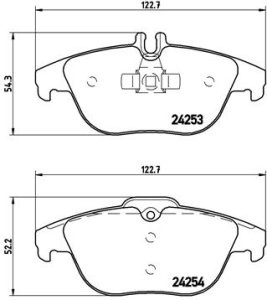 Set plăcuțe frână BREMBO ,spate (fara optionale), pentru: MERCEDES C (C204), C T-MODEL (S204), C (W204), E (A207), E (C207) 1.6-5.5 01.07-
