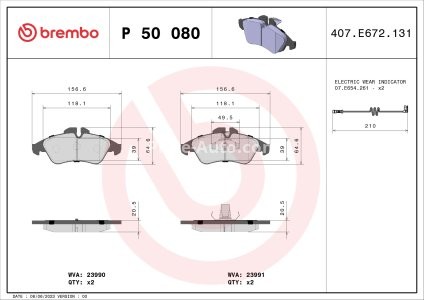 Set plăcuțe frână BREMBO ,față, (fara optionale), pentru: MERCEDES SPRINTER 2-T (B901, B902), SPRINTER 3-T (B903), V (638/2), VITO (W638); VW LT 28-35 II 2.0-Electric 01.95-07.06