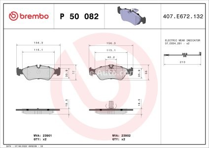 Set plăcuțe frână BREMBO, spate , pentru: MERCEDES SPRINTER 3-T (B903); VW LT 28-35 II, LT 28-46 II 2.1D-Electric 02.95-07.06