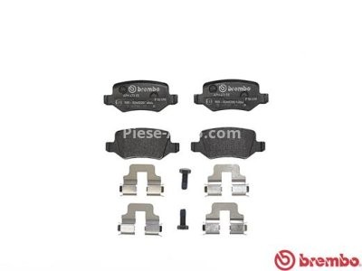 Set plăcuțe frână BREMBO ,spate (cu accesorii; cu suruburi ghidare etrier frână), pentru: MERCEDES A (W169), B SPORTS TOURER (W245) 1.5-Electric 09.04-06.12