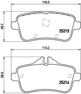 Set plăcuțe frână BREMBO, spate , pentru: MERCEDES A (W176), C (C205), CLA (C117), CLA SHOOTING BRAKE (X117), GL (X166), GLA (X156), GLE (C292), GLE (W166), GLS (X166), M (W166) 2.0-5.5 06.11-