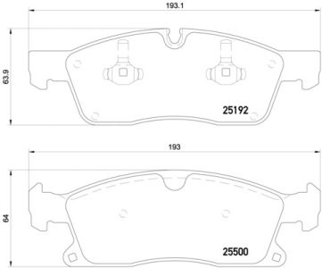 Set plăcuțe frână BREMBO ,față, pentru: MERCEDES GL (X166), GLE (C292), GLE (W166), GLS (X166), M (W166); DODGE DURANGO; JEEP GRAND CHEROKEE IV 2.2D-6.4 11.10-