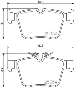 Set plăcuțe frână BREMBO, spate , pentru: MERCEDES C (A205), C (C205), C T-MODEL (S205), C (W205) 1.5-3.0 12.13-