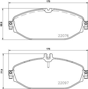 Set plăcuțe frână BREMBO ,față, (cu suruburi ghidare etrier frână; fara optionale), pentru: MERCEDES C (A205), C (C205), C T-MODEL (S205), C (W205), E (A238) 1.6-2.2DH 03.14-