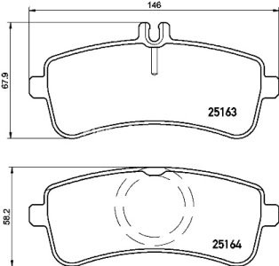 Set plăcuțe frână BREMBO, spate , pentru: MERCEDES AMG GT (C190), AMG GT (R190), S (A217), S (C217), S (W222, V222, X222), SL (R231) 3.0H-6.0 05.13-