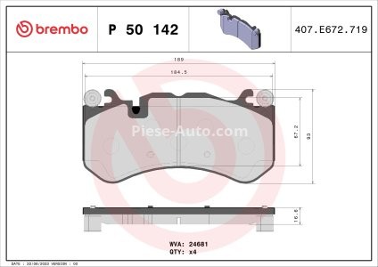 Set plăcuțe frână BREMBO ,față, pentru: MERCEDES AMG GT (C190), AMG GT (R190), C (C204), C (C205), C T-MODEL (S204), C (W204), C (W205), CLK (A209), CLK (C209), CLS (C218) 2.3-6.2 06.90-