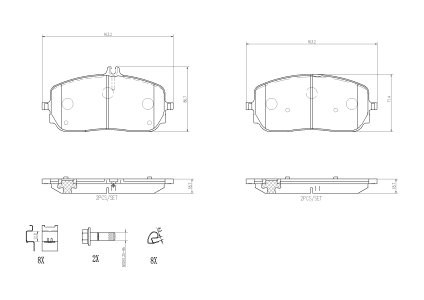 Set plăcuțe frână BREMBO ,față, (cu accesorii; cu tampon amortizare), pentru: MERCEDES A (V177), A (W177), B SPORTS TOURER (W247), CLA (C118), CLA SHOOTING BRAKE (X118) 1.3-Electric 01.18-