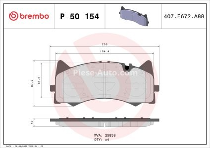 Set plăcuțe frână BREMBO ,față, pentru: MERCEDES AMG GT (C190), AMG GT (R190), C (A205), C (C205), C T-MODEL (S205), C (W205) 4.0 10.14-