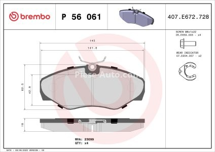 Set plăcuțe frână BREMBO ,față, pentru: NISSAN PRIMASTAR; OPEL VIVARO A; RENAULT ESPACE III, TRAFIC II 1.9D-3.0 10.98-