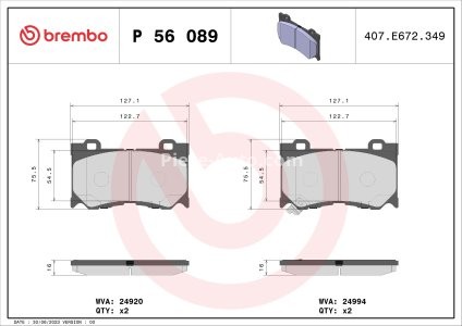 Set plăcuțe frână BREMBO ,față, pentru: NISSAN 370Z 2.0-5.6 09.07-