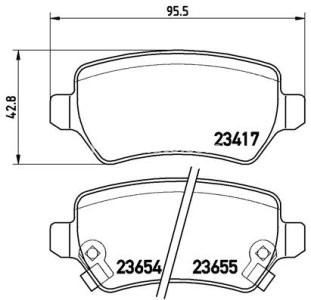 Set plăcuțe frână BREMBO, spate , pentru: CHEVROLET ASTRA, CORSA, VIVA, ZAFIRA; KIA VENGA; LADA KALINA; OPEL ASTRA G, ASTRA G CLASSIC, ASTRA G/KOMBI, ASTRA H, ASTRA H CLASSIC 1.0-2.2D 08.94-