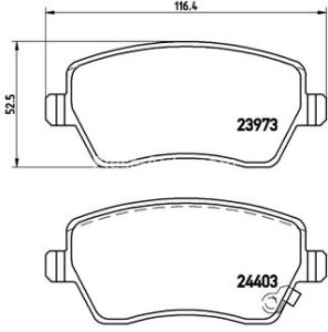 Set plăcuțe frână BREMBO ,față, (cu suruburi ghidare etrier frână), pentru: OPEL AGILA; SUZUKI SPLASH, SWIFT III 1.0-1.6 02.05-