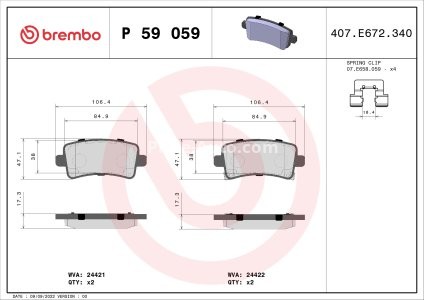 Set plăcuțe frână BREMBO, spate , pentru: OPEL INSIGNIA A, INSIGNIA A COUNTRY; SAAB 9-5 1.4-6.0 07.08-