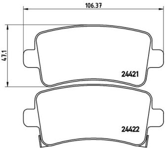Set plăcuțe frână BREMBO, spate , pentru: CHEVROLET MALIBU; OPEL INSIGNIA A, INSIGNIA A COUNTRY; SAAB 9-5 1.6-2.8 07.08-