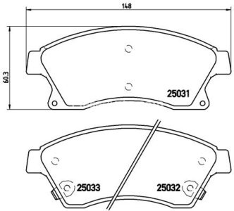 Set plăcuțe frână BREMBO ,față, pentru: CHEVROLET AVEO, CRUZE; OPEL ASTRA H CLASSIC, ASTRA J, ASTRA J GTC, ZAFIRA C 1.2-2.0D 01.09-