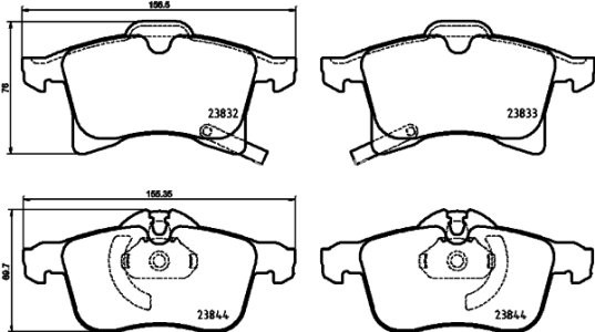 Set plăcuțe frână BREMBO ,față, pentru: OPEL ADAM, CORSA D, CORSA E 1.0-1.6 05.07-
