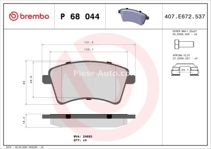 Set plăcuțe frână BREMBO ,față, (cu accesorii; cu suruburi ghidare etrier frână), pentru: MERCEDES CITAN MIXTO (DOUBLE CABIN), CITAN (MPV), CITAN/MINIVAN (W415) 1.2-Electric 02.08-