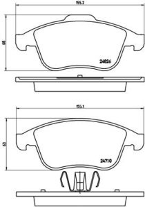 Set plăcuțe frână BREMBO ,față, pentru: RENAULT CLIO IV, GRAND SCENIC III, LAGUNA, LAGUNA III, LATITUDE, MEGANE, MEGANE III, SCENIC III 1.2-3.5 10.07- 1