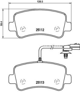 Set plăcuțe frână BREMBO ,spate (fara optionale), pentru: NISSAN INTERSTAR, NV400; OPEL MOVANO B; RENAULT MASTER III 2.3D/Electric 02.10-
