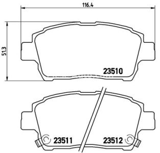Set plăcuțe frână BREMBO ,față, pentru: TOYOTA ALLION I, BB I, CELICA, COROLLA, COROLLA VERSO, IST, MR2 III, OPA, PREMIO, PRIUS 1.0-2.0 04.99-12.13