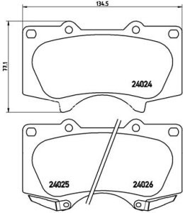 Set plăcuțe frână BREMBO ,față, pentru : MITSUBISHI PAJERO IV; TOYOTA 4 RUNNER IV, FORTUNER, HILUX VII, LAND CRUISER PRADO, TACOMA, TUNDRA 2.5D-4.7 11.01-