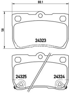 Set plăcuțe frână BREMBO, spate , pentru: LEXUS GS, IS C, IS II; TOYOTA CROWN, MARK X I, MARK X II 2.2D-4.6 09.03-