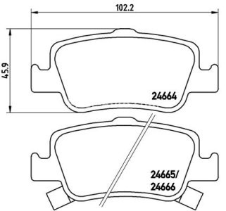 Set plăcuțe frână BREMBO, spate , pentru: TOYOTA AURIS, COROLLA 1.2-2.2D 10.06-12.18