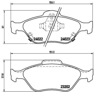 Set plăcuțe frână BREMBO ,față, pentru: TOYOTA YARIS, YARIS/HATCHBACK 1.0-1.5H 08.05-