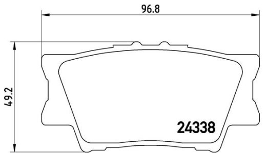 Set plăcuțe frână BREMBO ,spate (cu suruburi ghidare etrier frână; fara optionale), pentru: TOYOTA AVALON, CAMRY, MARK X ZIO I, MATRIX, RAV 4 III, RAV 4 IV 1.8-3.5 11.05-