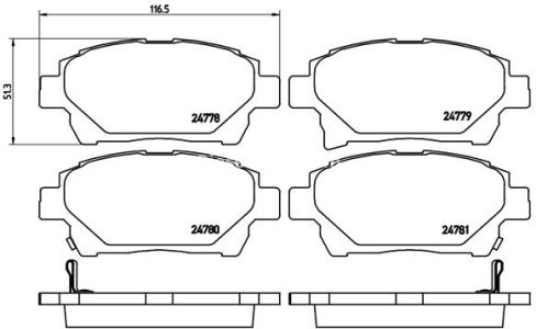 Set plăcuțe frână BREMBO ,față, pentru: TOYOTA IQ; ASTON MARTIN CYGNET 1.0-1.4D 01.09-12.15